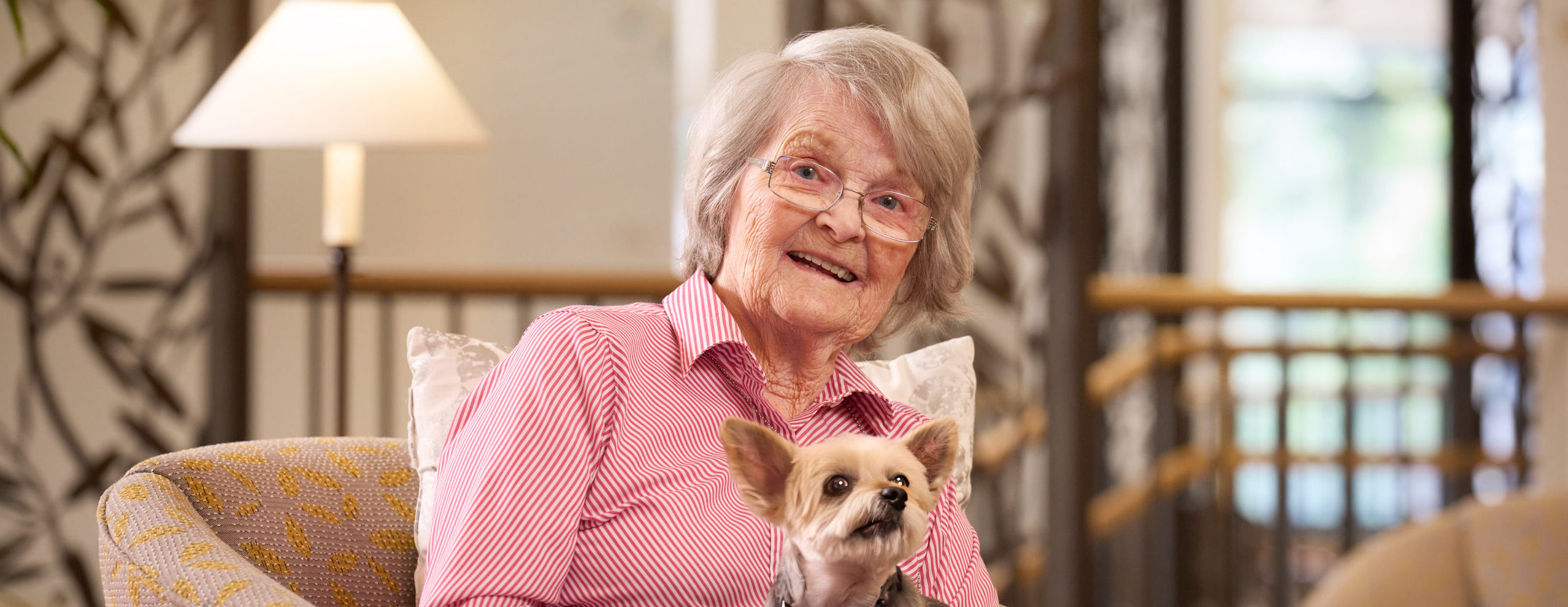 Photo of woman holding a dog